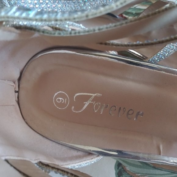 Forever Glitter High Heel Formal Sandals Women's Size 9 - Picture 6 of 12